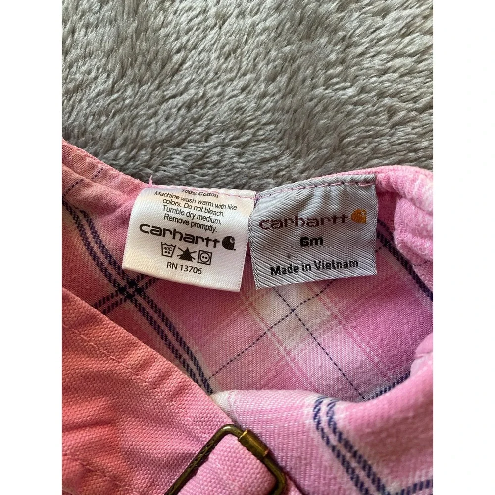 Carhartt Bib Overalls Toddler Girls 6 Months Flannel Lined s2